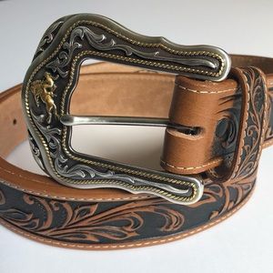 Tony Lama Western Leather Belt Sz 36
